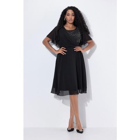 Ulla Popken Abito midi da sera in chiffon drappeggiato  