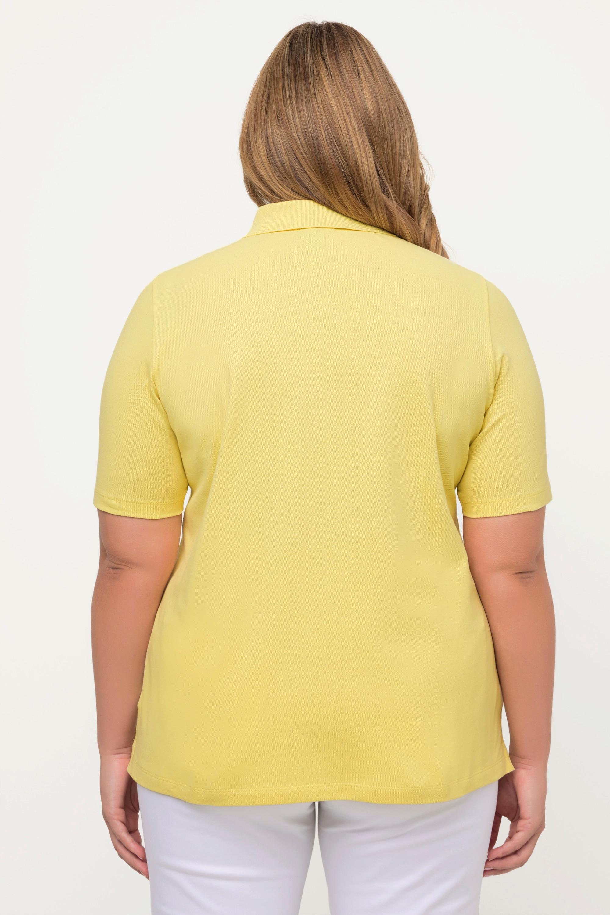 Ulla Popken  Maglia polo con rombi a punto ajour e mezze maniche 