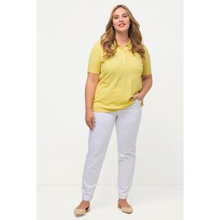 Ulla Popken  Maglia polo con rombi a punto ajour e mezze maniche 