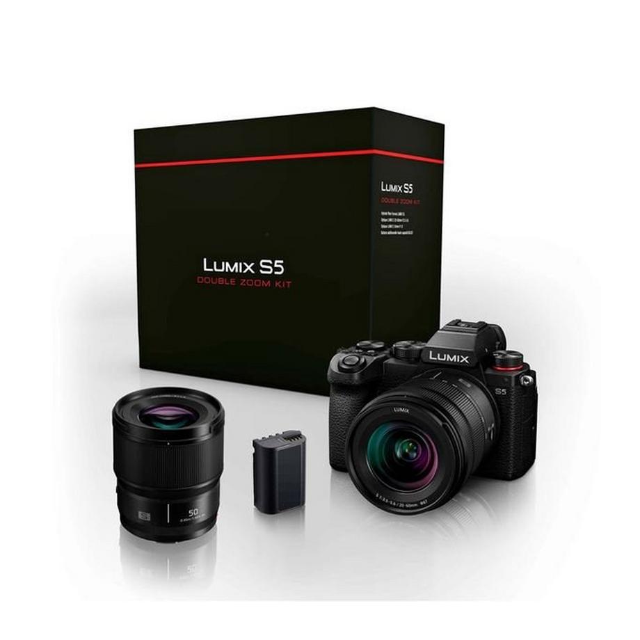Panasonic  Lumix S5 + S 20â€“60 mm f/3.5â€“5.6 + S 50 mm f/1.8 Hybrid Pack + 2. Akku 
