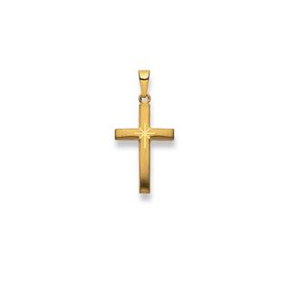 MUAU Schmuck  Anhänger Kreuz Gelbgold 750, 29x14mm 