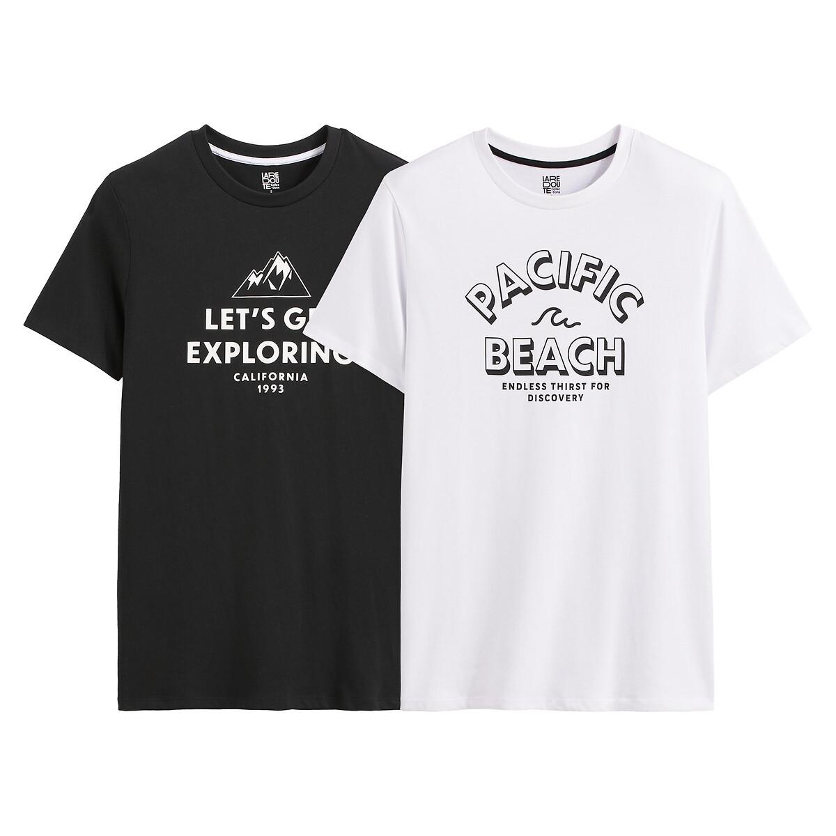 La Redoute Collections  Lot de 2 T-shirts col rond à message 