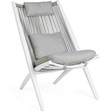 Chaise longue de jardin Aloha avec coussins blancs