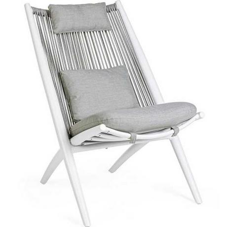 mutoni Chaise longue de jardin Aloha avec coussins blancs  