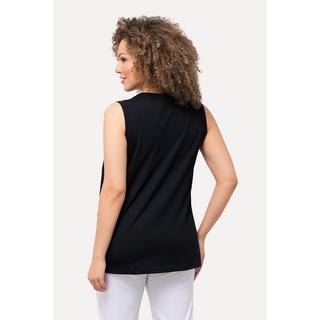 Ulla Popken  Top sans manche, col rond et effet drapé, coupe Classic Fit 