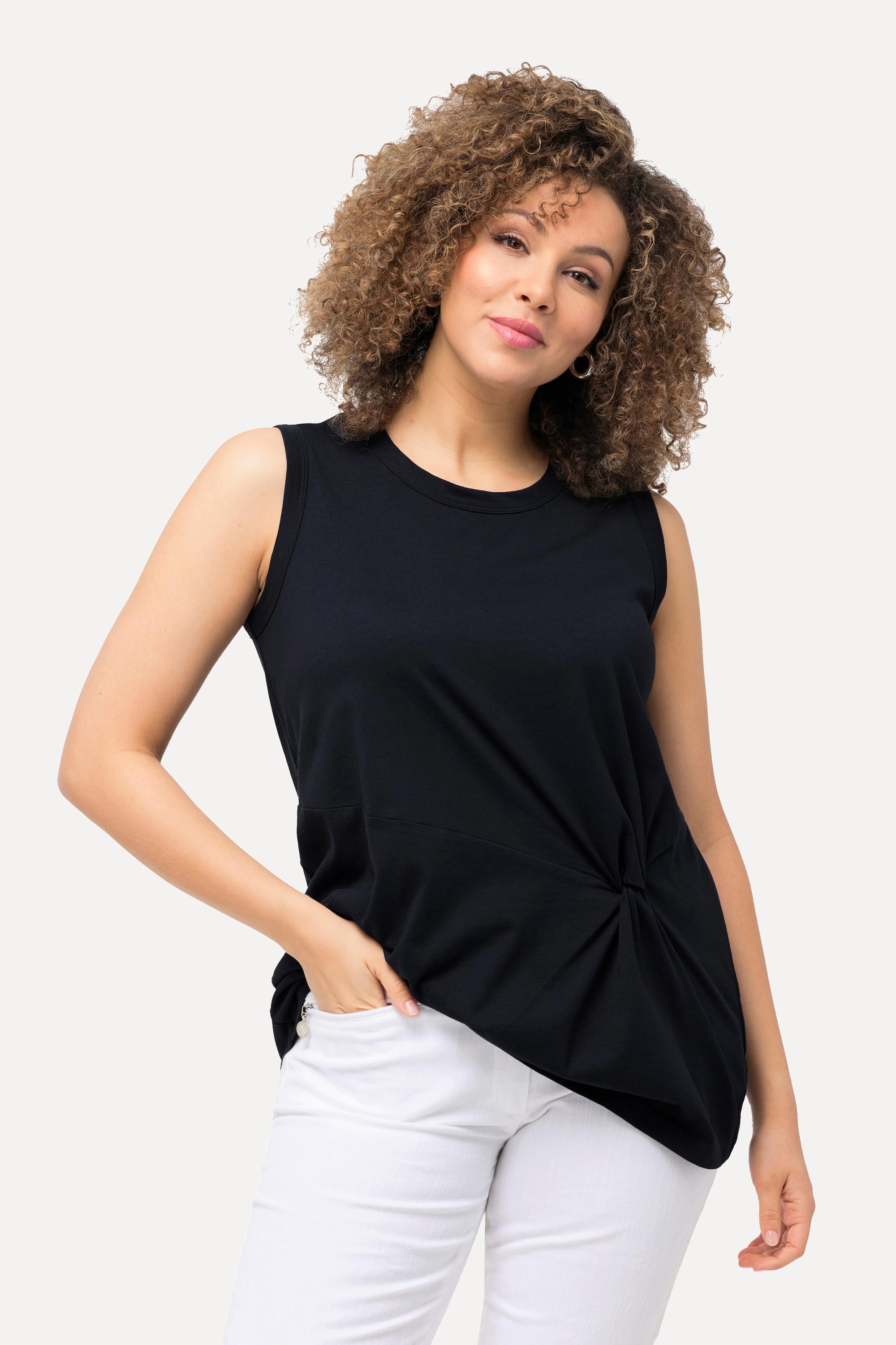 Ulla Popken  Top sans manche, col rond et effet drapé, coupe Classic Fit 