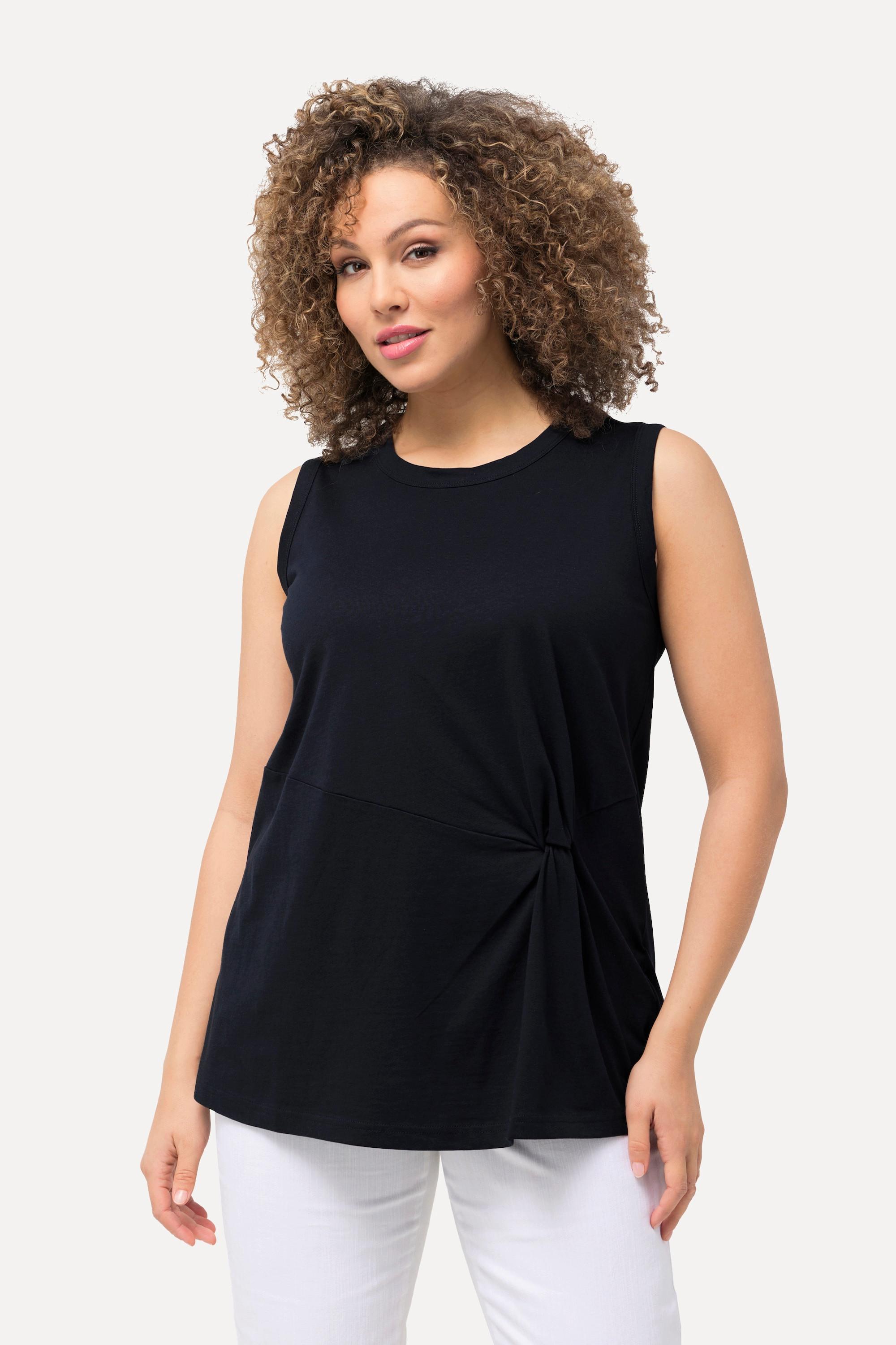 Ulla Popken  Top sans manche, col rond et effet drapé, coupe Classic Fit 