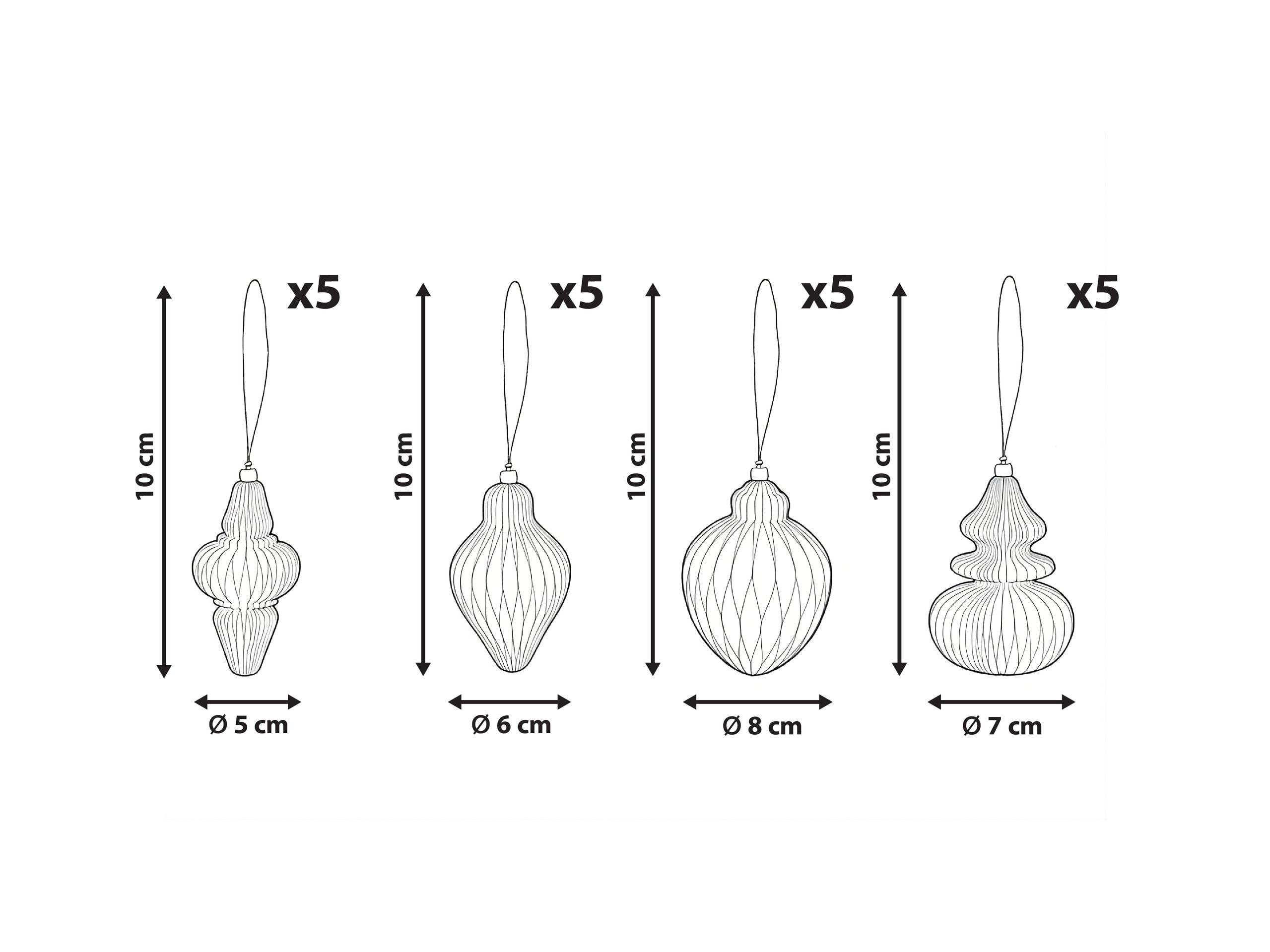 Beliani Set di 20 decorazioni per l'albero di Natale en Carta Classico ALTAELVA  