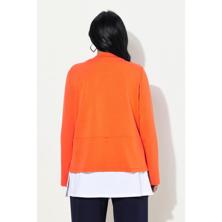 Ulla Popken Sweat-shirt Empiècement Blouse Col V Manches Longues  