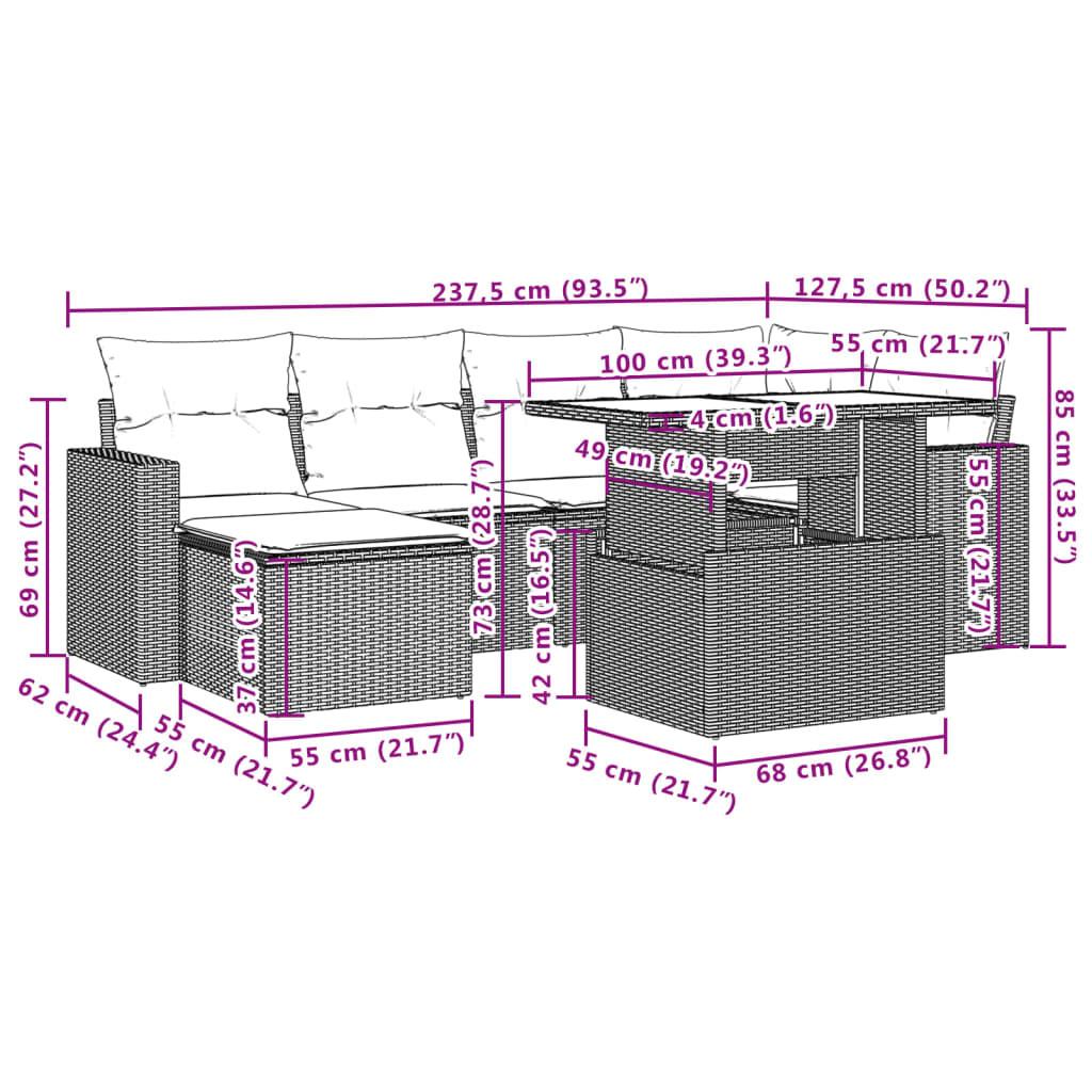 VidaXL Ensemble de canapés de jardin rotin synthétique  