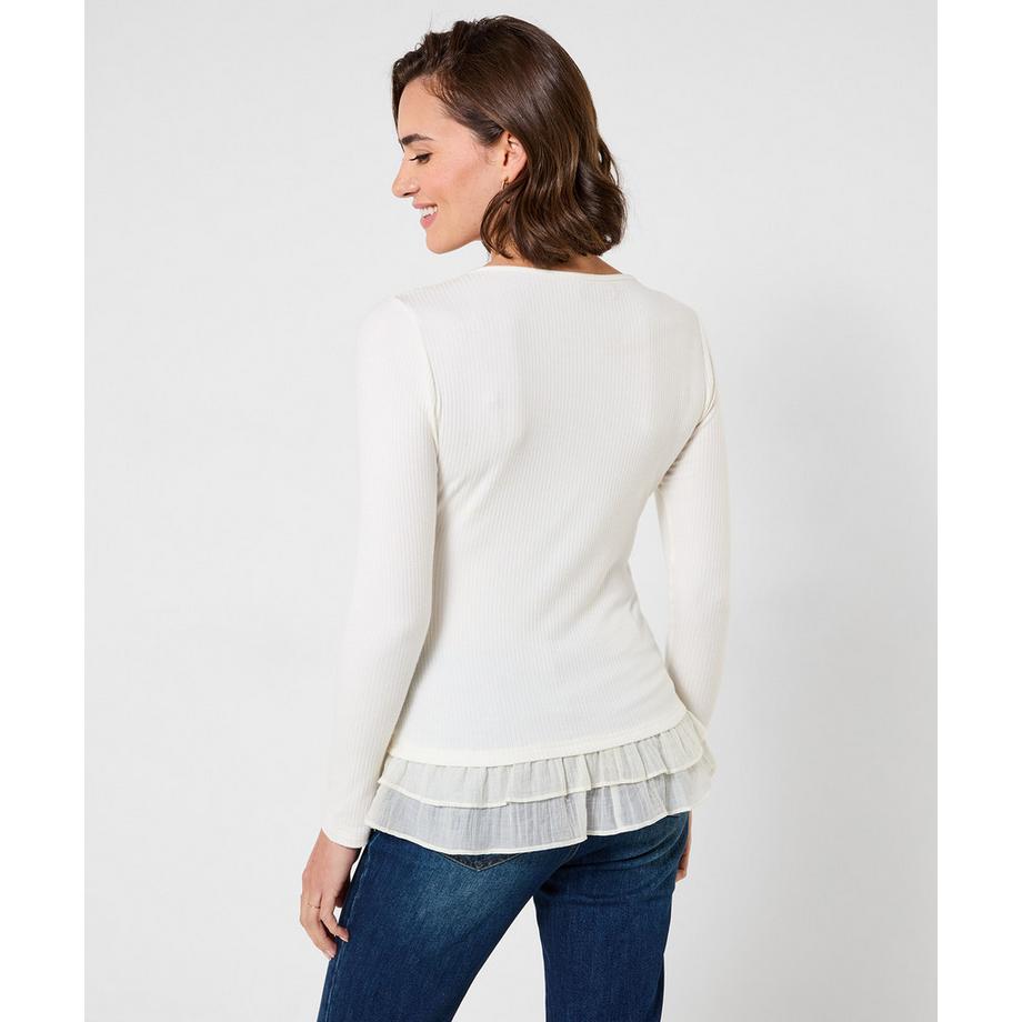 Joe Browns Esme geripptes Henley-Shirt mit Rüschendetail  