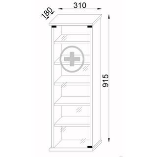 VCM Medizinschrank | Maße ca. H. 92 x B. 31 x T. 18 cm | Apothekerschrank abschließbar | Arzneischrank - Gusal  