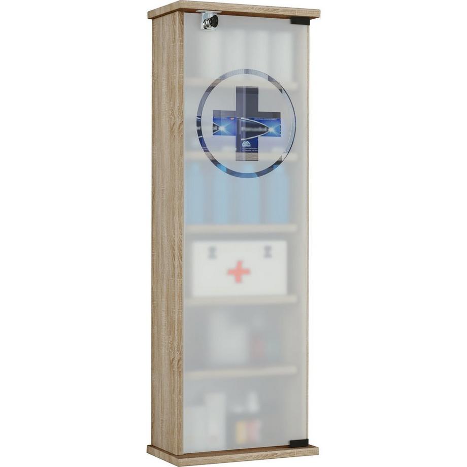 Medizinschrank | Maße ca. H. 92 x B. 31 x T. 18 cm | Apothekerschrank abschließbar | Arzneischrank - Gusal