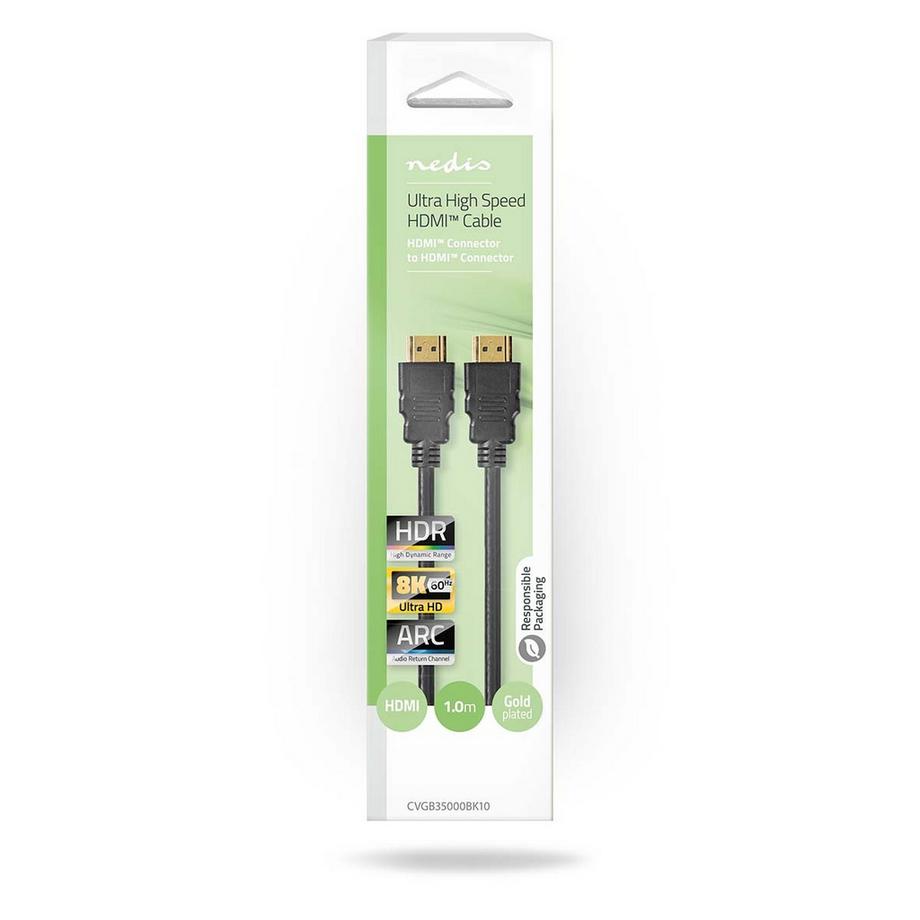 Nedis  Câble HDMI™ Ultra High Speed | Connecteur HDMI™ | Connecteur HDMI™ | 8K@60Hz | 48Gbps | 1.00m | Rond | 6.0mm | Noir | Boîte 