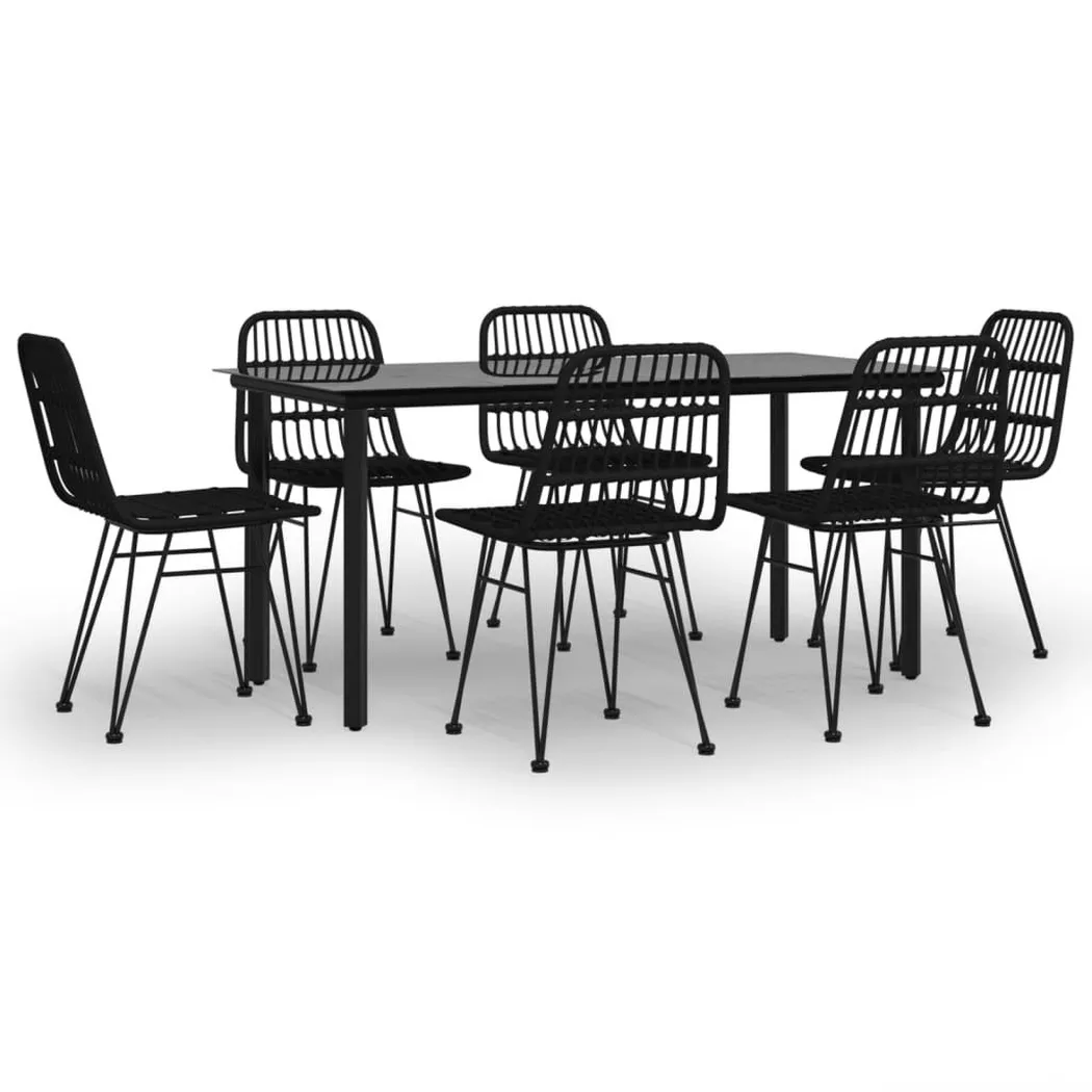 vidaXL 7-delige Tuinset poly rattan zwart3157898