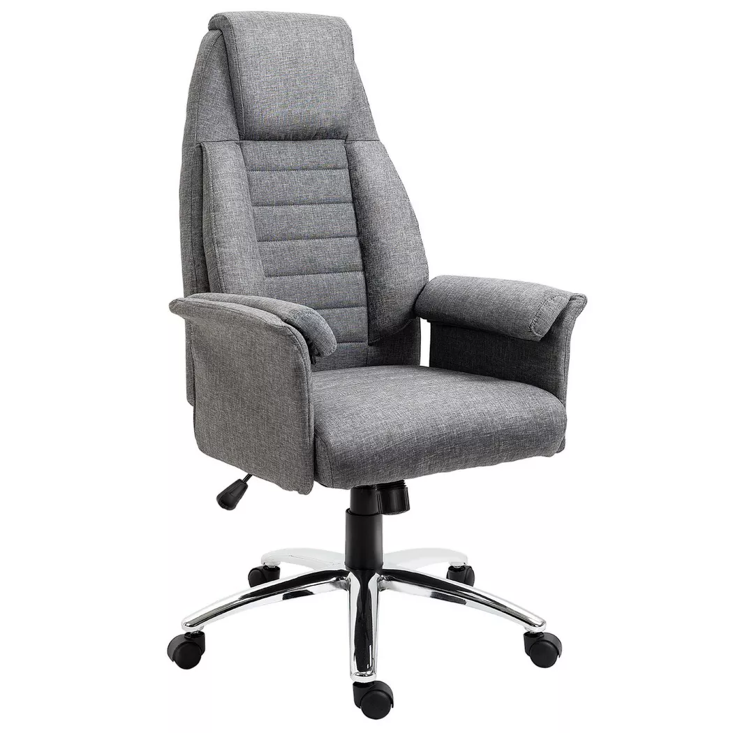 Northio – Drehstuhl Chefsessel Bürostuhl Schreibtischstuhl Höhenverstellbar, Stoff+Metall, 68X69X116-126Cm (Grau), 67 x 86 cm