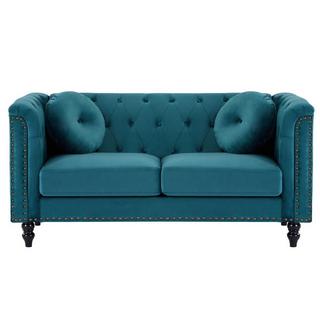 Vente-unique Sofa 2-Sitzer - Samt - Grünblau - TURNER  