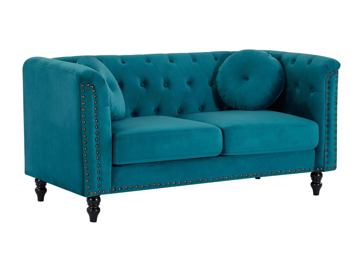 Vente-unique Sofa 2-Sitzer - Samt - Grünblau - TURNER  