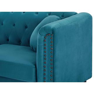 Vente-unique Sofa 2-Sitzer - Samt - Grünblau - TURNER  