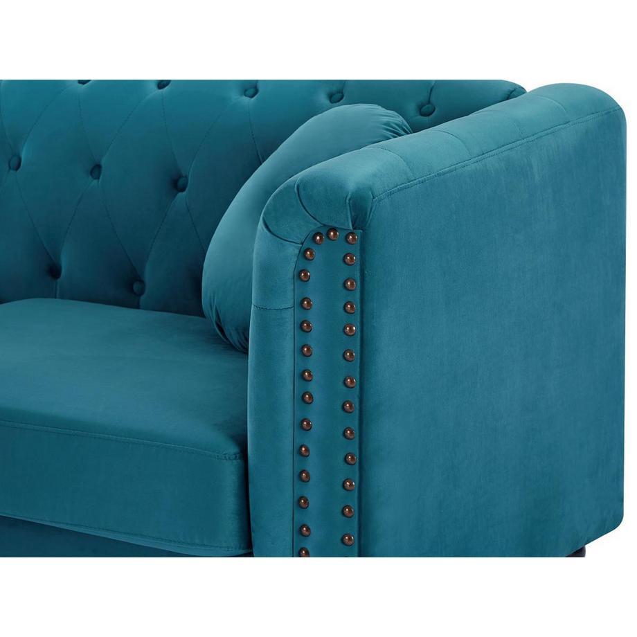 Vente-unique Sofa 2-Sitzer - Samt - Grünblau - TURNER  