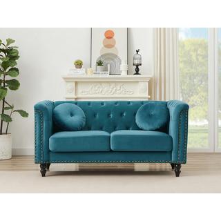 Vente-unique Sofa 2-Sitzer - Samt - Grünblau - TURNER  