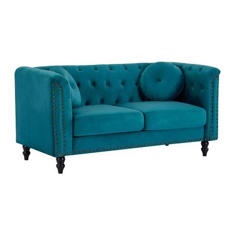 Vente-unique Sofa 2-Sitzer - Samt - Grünblau - TURNER  