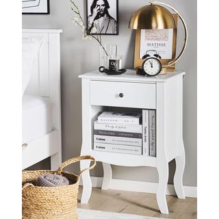 Beliani Nachttisch mit 1 Schublade aus MDF-Platte Landhausstil LANE  