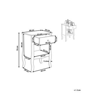 Beliani Nachttisch mit 1 Schublade aus MDF-Platte Landhausstil LANE  