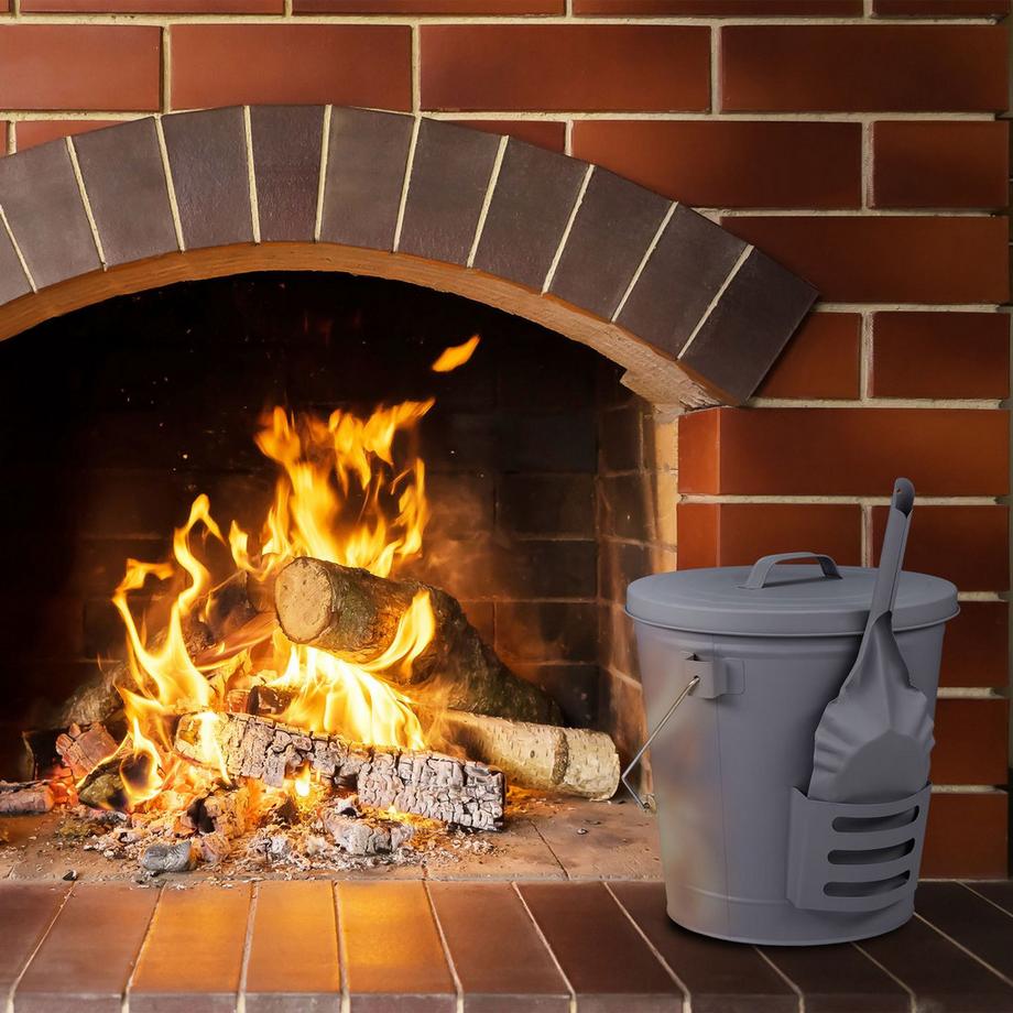 B2X  Ascheeimer mit Deckel und Ascheschaufel 