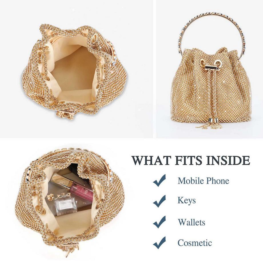 Only-bags.store Glitzer Pailletten Strass Clutch Abendtasche  