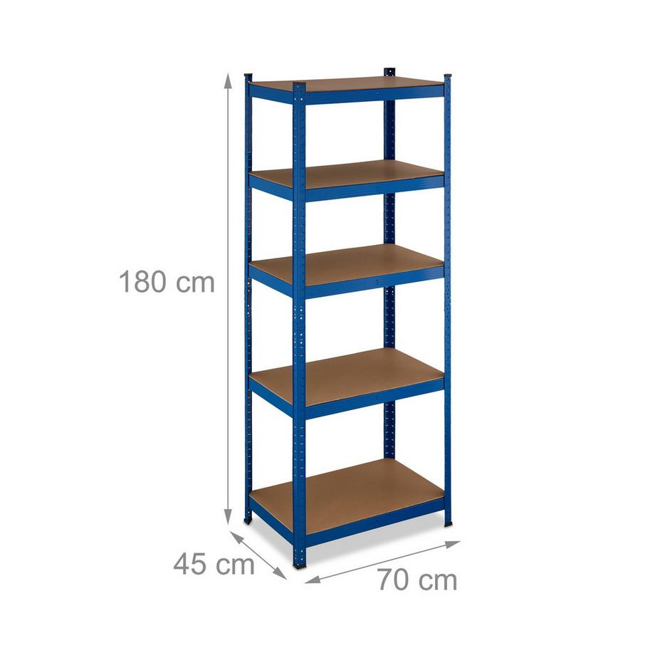 Northix  Blaues Regal für hohe Belastung 5 Ebenen 