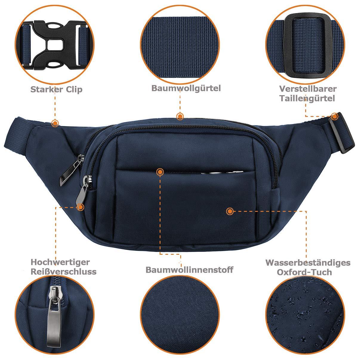 Only-bags.store Wasserdichte Gürteltasche mit grossem Fassungsvermögen  