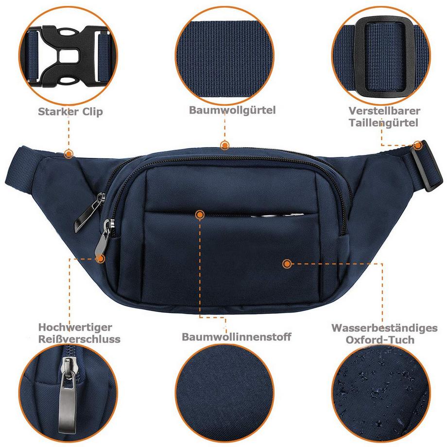 Only-bags.store Wasserdichte Gürteltasche mit grossem Fassungsvermögen  