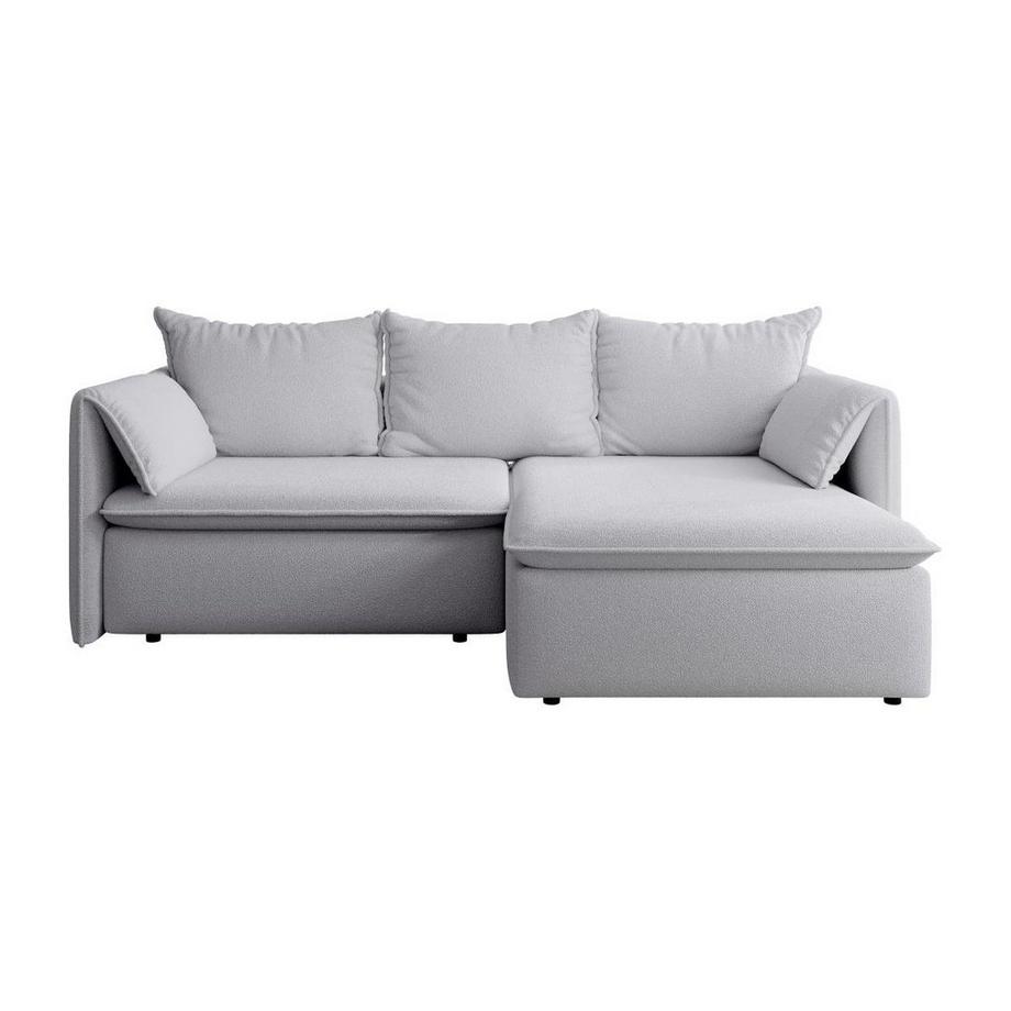 Vente-unique Ecksofa mit Schlaffunktion - Ecke rechts - Strukturstoff - Grau - TEODORA  