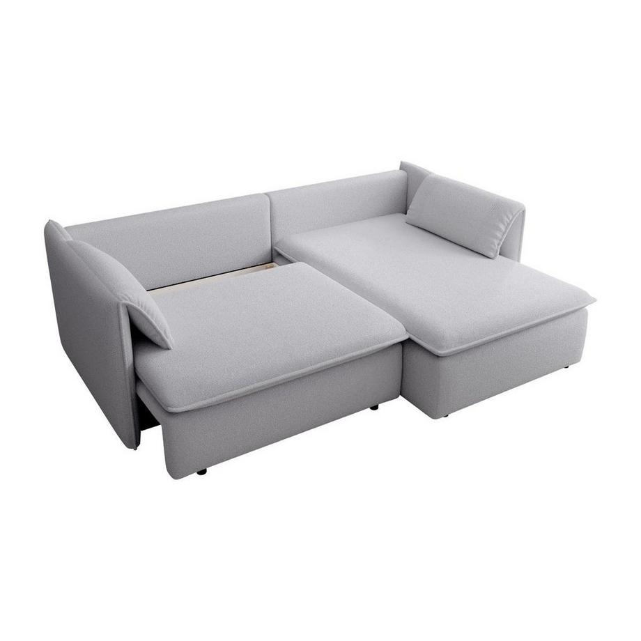 Vente-unique Ecksofa mit Schlaffunktion - Ecke rechts - Strukturstoff - Grau - TEODORA  