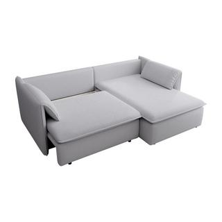 Vente-unique Ecksofa mit Schlaffunktion - Ecke rechts - Strukturstoff - Grau - TEODORA  