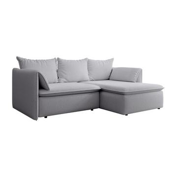 Ecksofa mit Schlaffunktion - Ecke rechts - Strukturstoff - Grau - TEODORA
