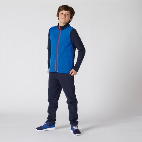 DOMYOS  Trainingsanzug Baumwolle Warmy Zip Basic Kinder blau 