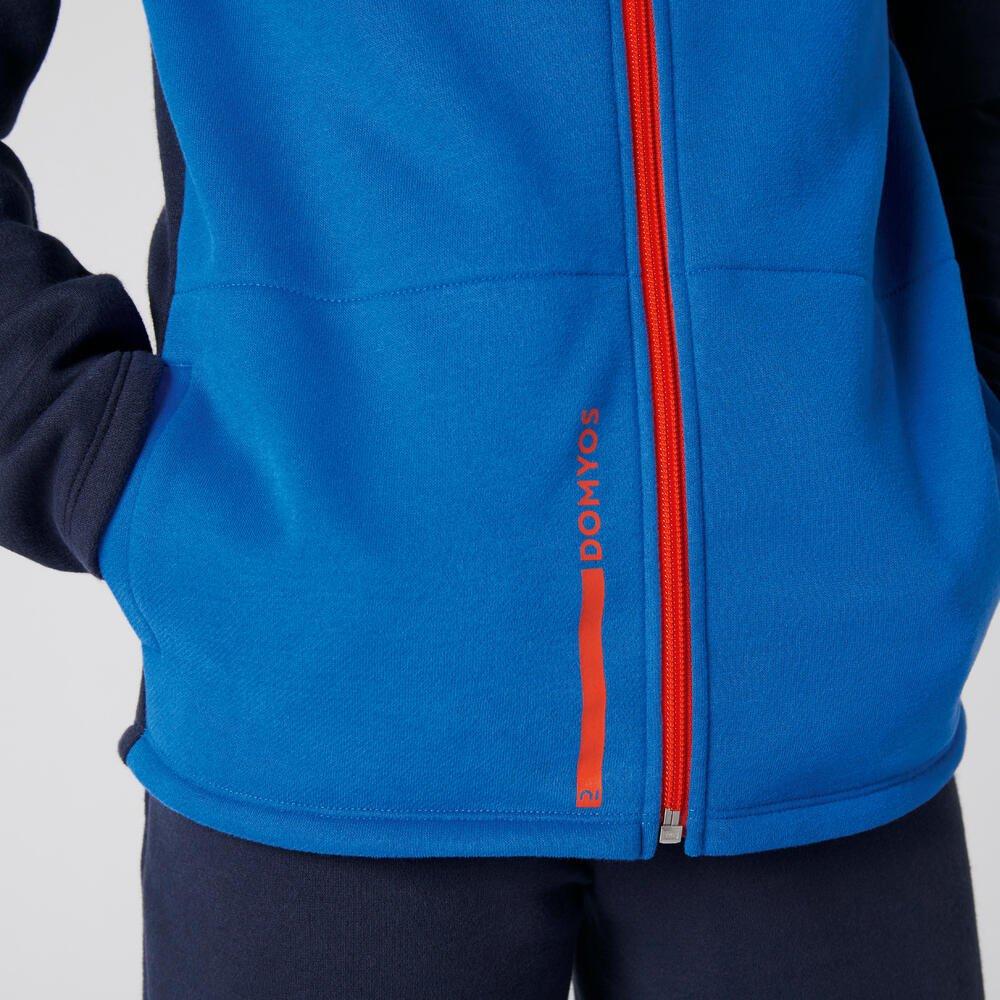 DOMYOS  Survêtement enfant molleton - Warmy zip Basique bleu 