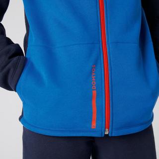 DOMYOS  Trainingsanzug Baumwolle Warmy Zip Basic Kinder blau 