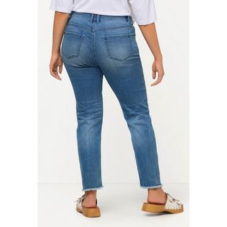 Ulla Popken  Jeans Sarah, Destroy-Effekt, schmales Bein, Fransensaum 