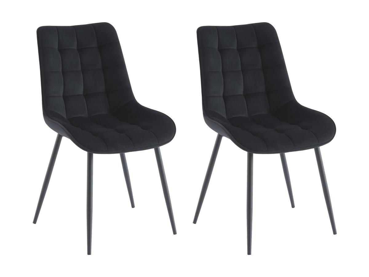 Vente-unique Lot de 2 chaises matelassées - Velours et métal - Noir - OLLUA  