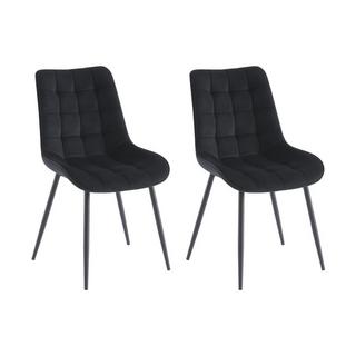 Vente-unique Lot de 2 chaises matelassées - Velours et métal - Noir - OLLUA  