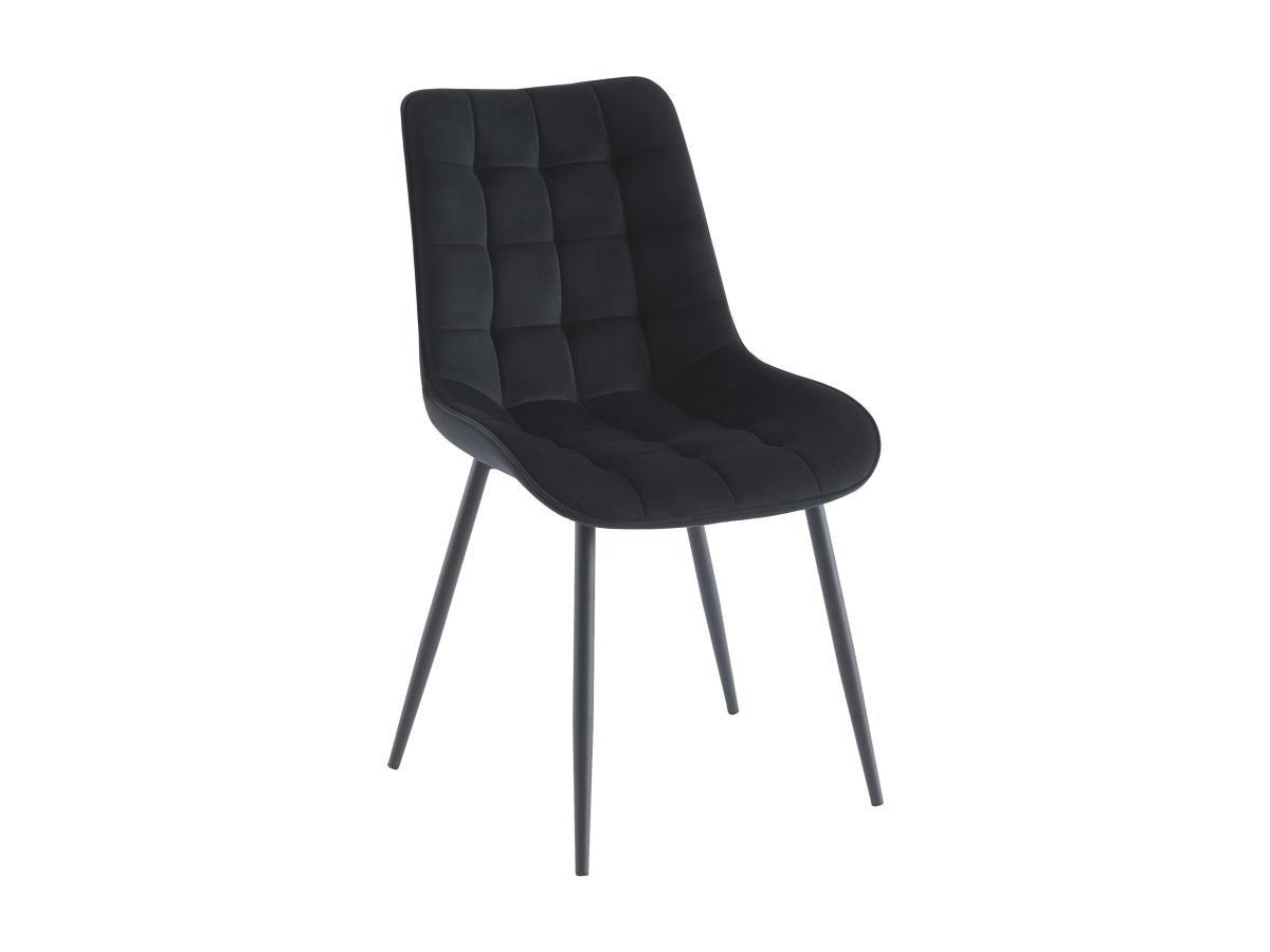 Vente-unique Lot de 2 chaises matelassées - Velours et métal - Noir - OLLUA  