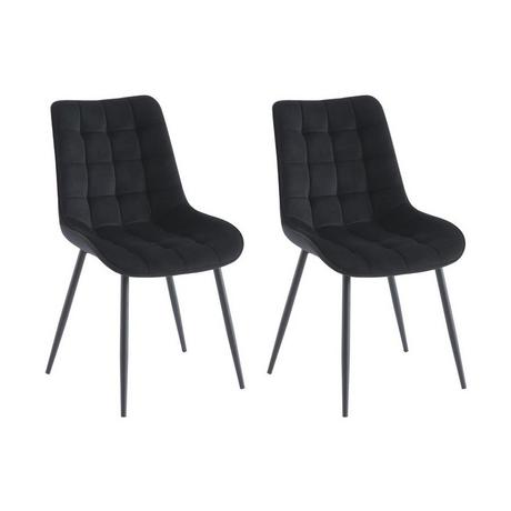 Vente-unique Lot de 2 chaises matelassées - Velours et métal - Noir - OLLUA  