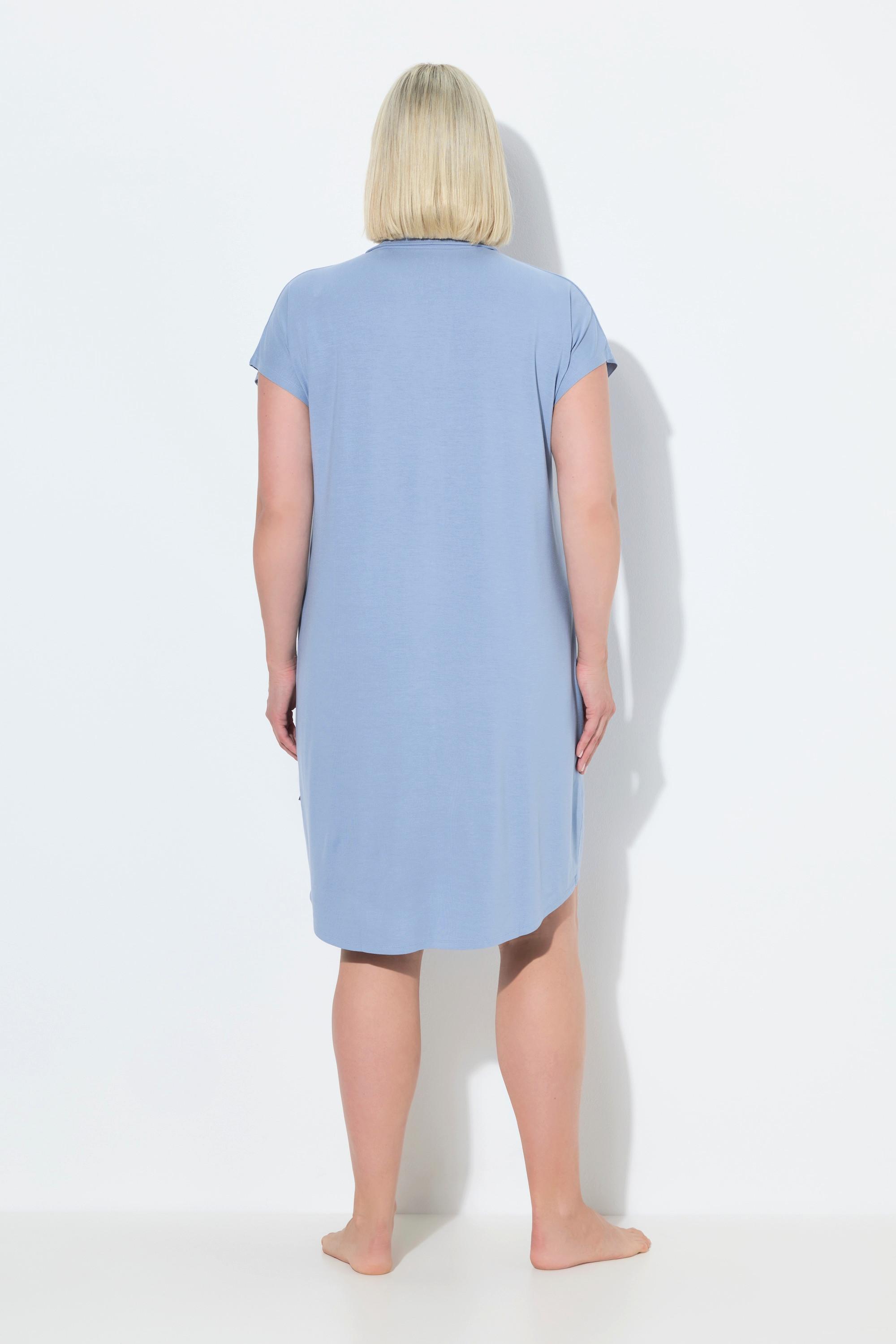 Ulla Popken Camicia da notte oversize collo a camicia scollo a V mezze maniche  