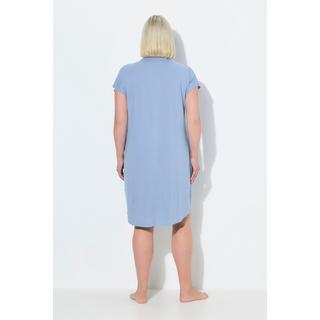 Ulla Popken Camicia da notte oversize collo a camicia scollo a V mezze maniche  