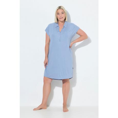 Ulla Popken Camicia da notte oversize collo a camicia scollo a V mezze maniche  