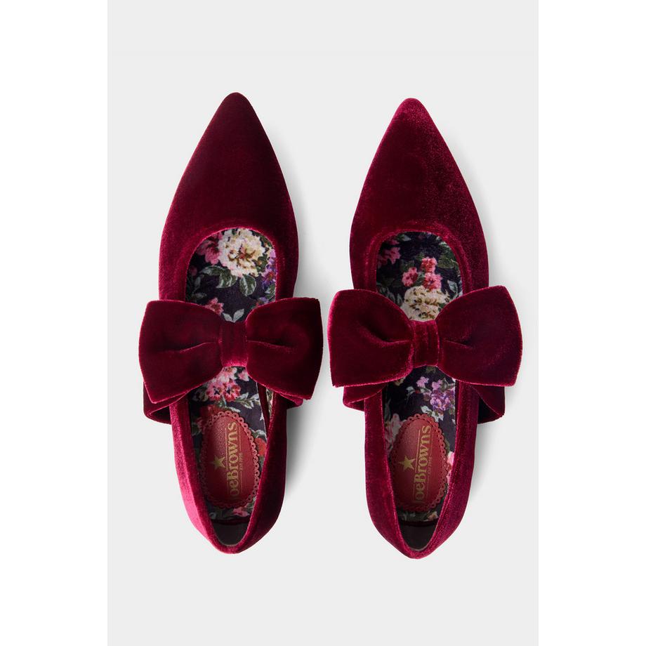 Joe Browns Scarpe Piatte in Velluto Bella con Fiocco  