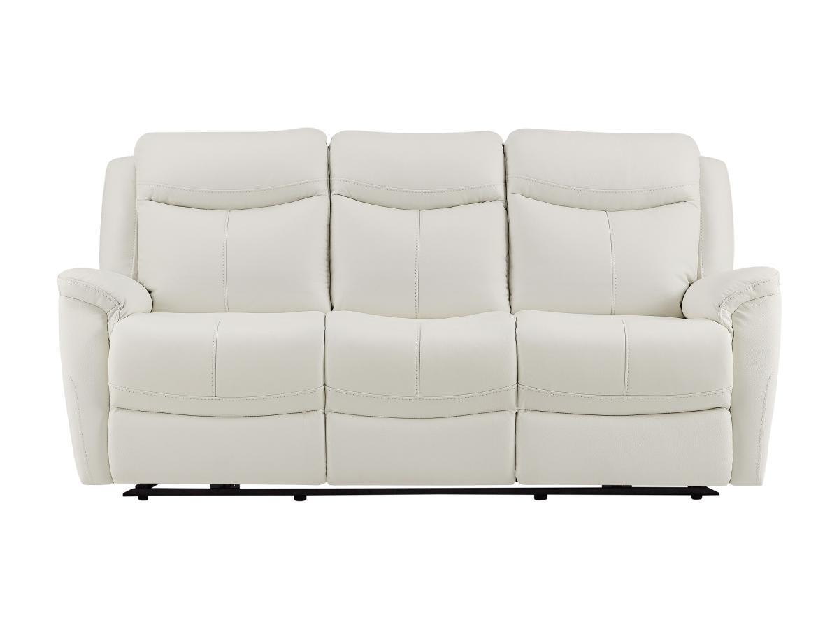 Vente-unique Relaxsofa 3-Sitzer elektrisch - Rindsleder - Weiß - NOMAJO  